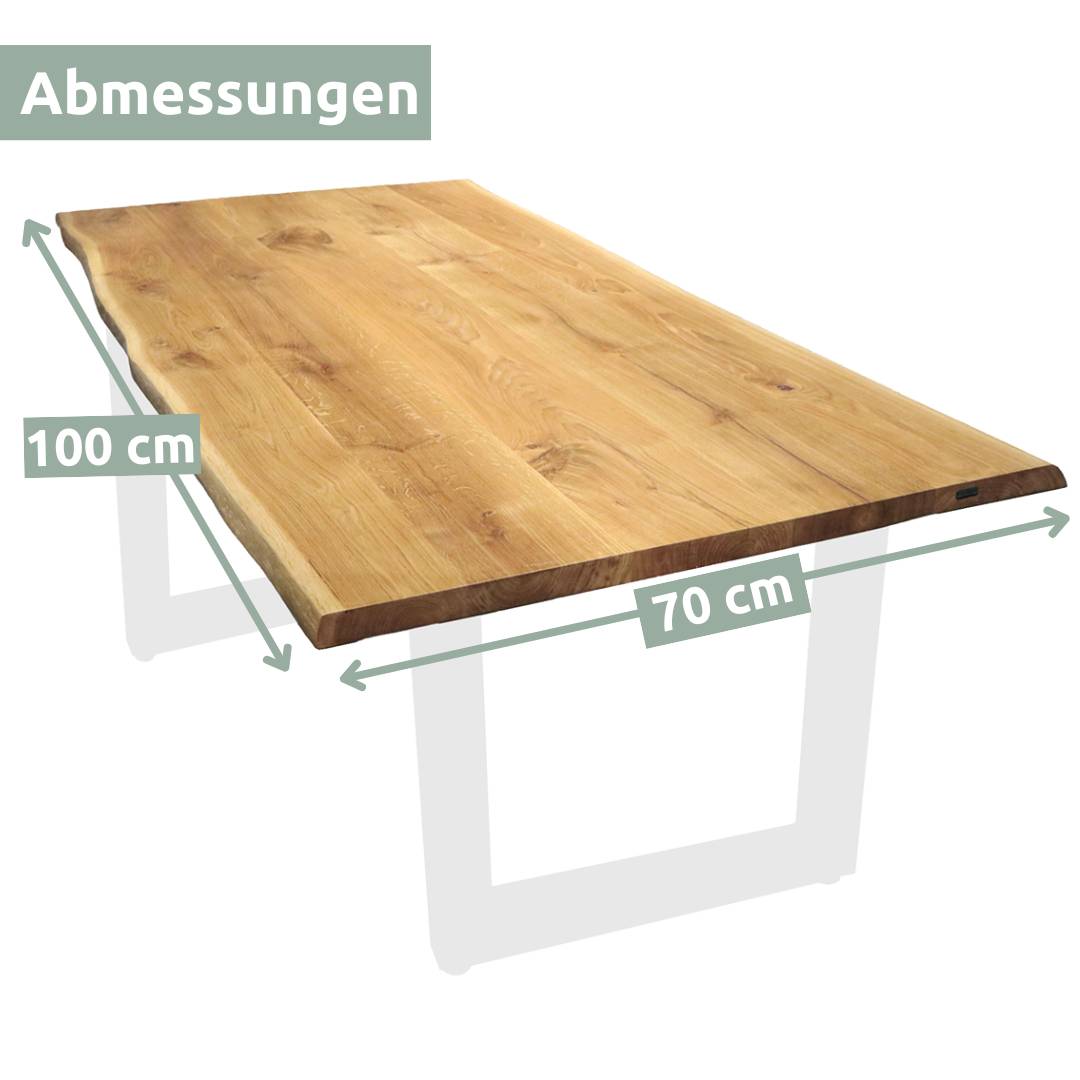 Tischplatte mit Baumkante aus massiver Eiche
